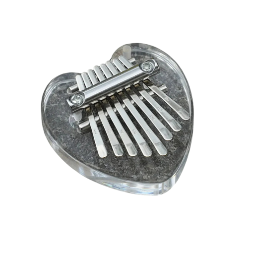 Miwayer 8 Key Mini Kalimba Acrylic Musical Instrument Transparent Heart Crystal Thumb Piano Acoustic Finger Piano 6.6x6.8 cm