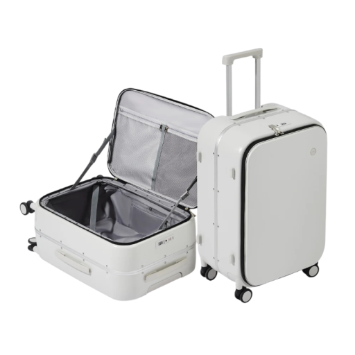 Mixi Grote mobiele reiskoffer 88 l met voorkantopening, afmetingen 46 x 29 x 66 cm, aluminium frame, ingecheckte bagage