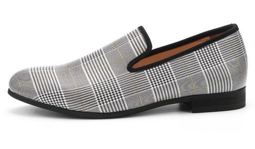 Mocassins de homem xadrez com salto