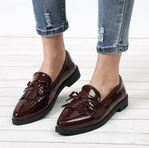 Mocassins de pele para senhora com laço