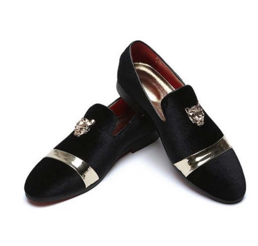 Mocassins pour hommes avec bande argentée J2155