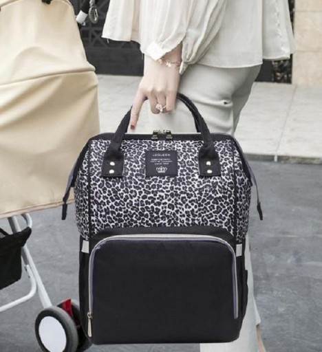 Mochila de maternidad con estampado de leopardo