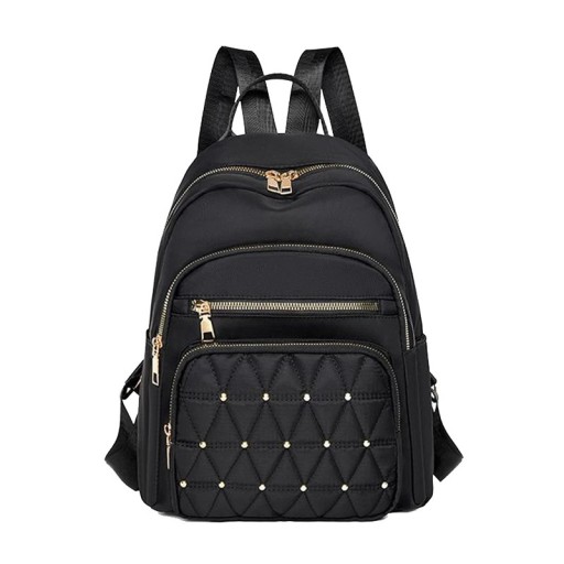 Mochila de moda para mujer de Nylon y Poliéster 4 bolsillos con cremallera Bolsillos laterales para bebida Gran capacidad Estilo casual Piedras