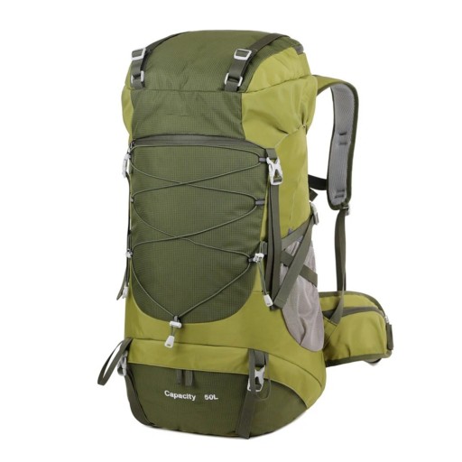 Mochila de senderismo 50 l con impermeable Resistente con bolsillos laterales en el cinturón y cuerdas frontales Unisex Para trekking, camping y escalada