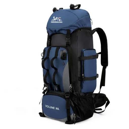 Mochila de senderismo de gran capacidad de 90 l con correas de sujeción 85 x 35 x 20 cm Bolsillo lateral y cinturón lumbar Para trekking, expediciones y camping