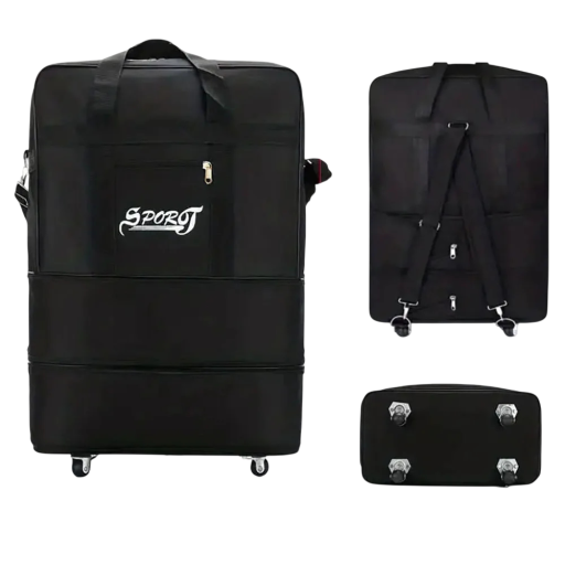 Mochila de viagem com rodas 40 x 60 x 20 cm Mochila impermeável em tecido oxford Mochila preta com rodas para viajar