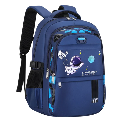 Mochila escolar infantil para niños 46 x 30 x 20 cm Mochila impermeable Astronauta Sistema de espalda acolchado 5 bolsillos con cremallera Botellas