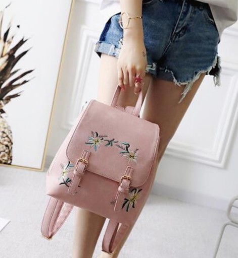 Mochila feminina com padrão floral J2438