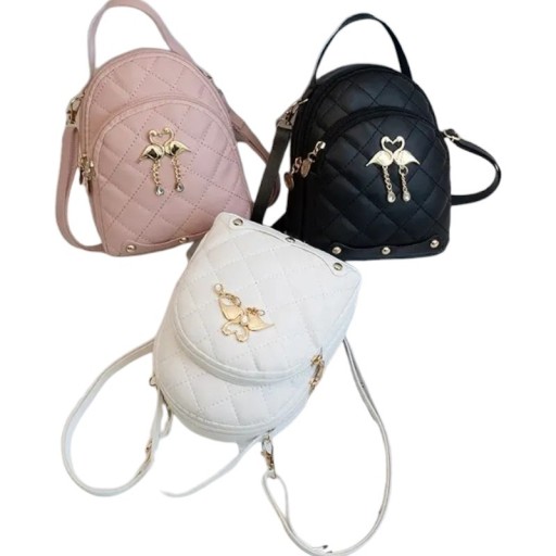 Mochila mini feminina 15 × 7 × 18 cm Mochila de moda acolchoada em pele sintética Acessório leve e impermeável com flamingos dourados