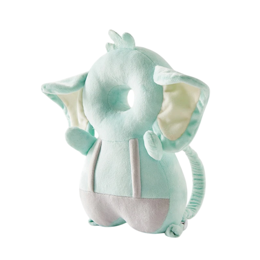 Mochila protetora almofada para bebés 30 x 20 cm Elefante verde menta Almofada de segurança para a cabeça Mochila infantil contra impactos