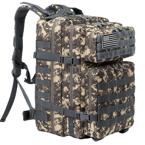 Mochila táctica militar, mochila para acampar, mochila de gran capacidad, mochila multibolsillos para senderismo, 45 L, 50 x 30 cm, patrón