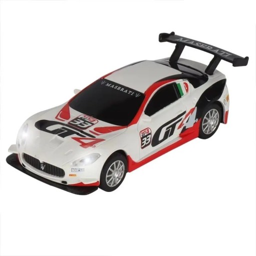 Model de mașină Maserati GT4 1:43 Alb roșu model din plastic al unui coupé sportiv de curse Miniatură detaliată a unei mașini de curse Jucărie