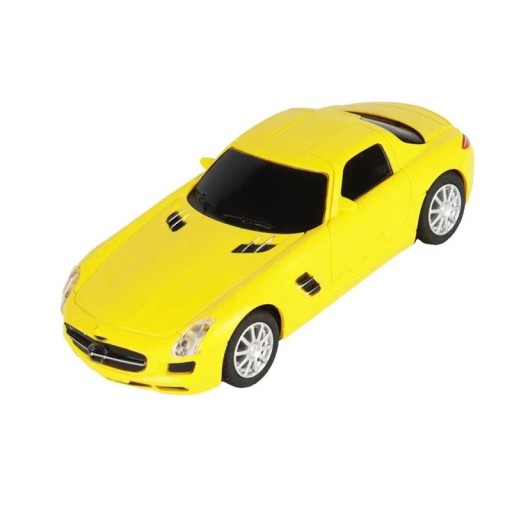 Model de mașină Mercedes-Benz SLS AMG 1:43 Model din plastic galben al coupe-ului sport Detaliu miniatură a supersportului Jucărie pentru copii Cadou de colecție