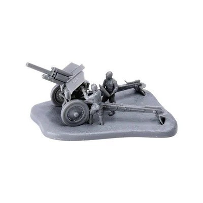 Model van het veldkanon M30 met figuranten grijs schaal 1:72 plastic bouwpakket voor assemblage militaire techniek GSF