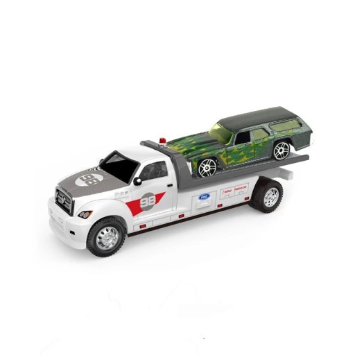 Modèle de dépanneuse en métal avec plateforme et petite voiture Miniature réaliste