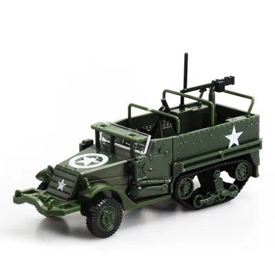 Modèle de véhicule semi-chenillé M3 avec mitrailleuse vert échelle 1:72 kit en plastique à assembler technique militaire de marque GSF