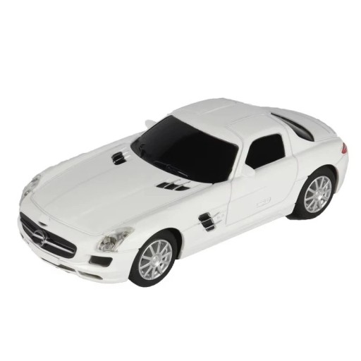 Modello auto Mercedes-Benz SLS AMG 1:43 Modello in plastica bianca di una coupé sportiva Miniatura dettagliata di un supersport Hobbistica per bambini Regalo da collezione