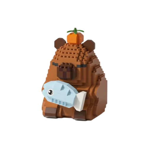 Modello di capibara con pesce 6 x 7,9 x 9 cm della serie micro mattoncini da costruzione Mini costruzioni di animali per bambini dai 8 anni e adulti