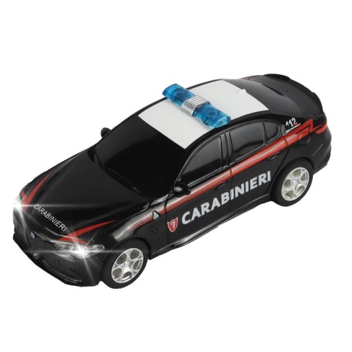 Modelo de carro Alfa Romeo Giulia Carabinieri 1:43 Cor preta Veículo policial Polícia de Estado Italiana Carrinho de plástico Brinquedo para crianças Modelo de colecionador