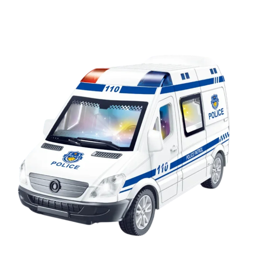 Modelo de coche de policía Miniatura de plástico realista del vehículo Juguete con detalles de la carrocería