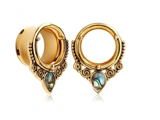 Modern Tunnel for Ear with Gemstone - 2 Pieces