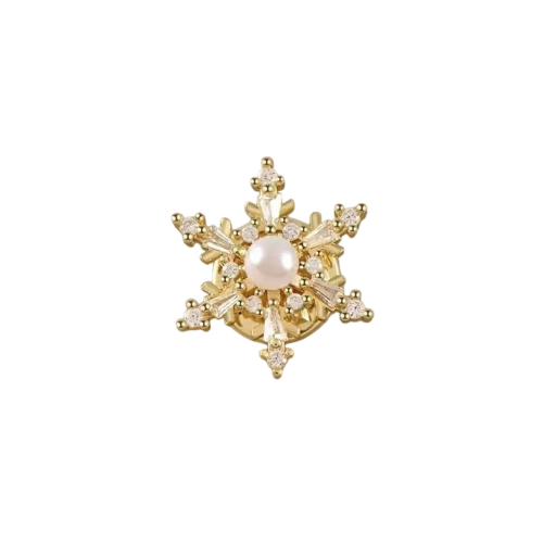 Moderna brosch 1,8 cm Pärlformad snöflinga Elegantisk metallbrosch med syntetiska pärlor Stilig vinteraccessoar