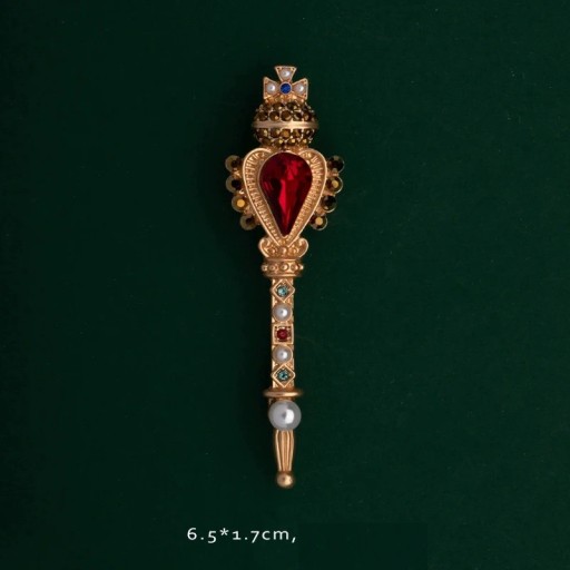Moderne brocher – pins 1–6,5 cm Kongelige dekorative former Scepter vifte sløjfe Zinklegering med sten og perle