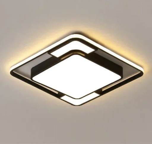 Moderne LED-Deckenleuchte, 36 W, minimalistische Farbtemperatur, umschaltbar, dimmbar, Fernbedienung, quadratischer Kronleuchter, 42 x 42 x 5 cm