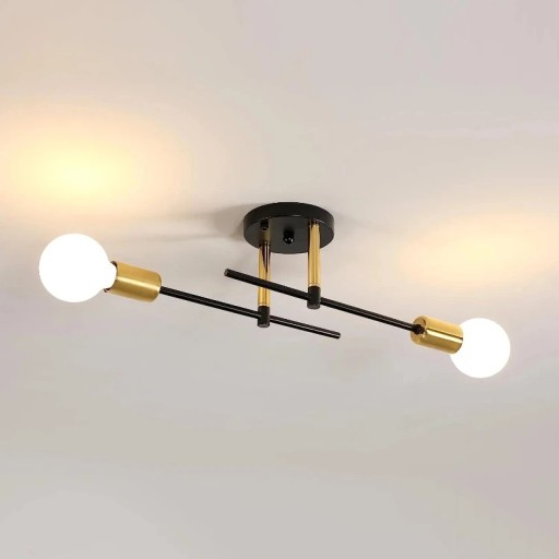 Moderne loftslampe med 2 lyskilder Pendellampe E27-fatning Indendørs belysning Justerbar lystemperatur 12×14×45,5 cm