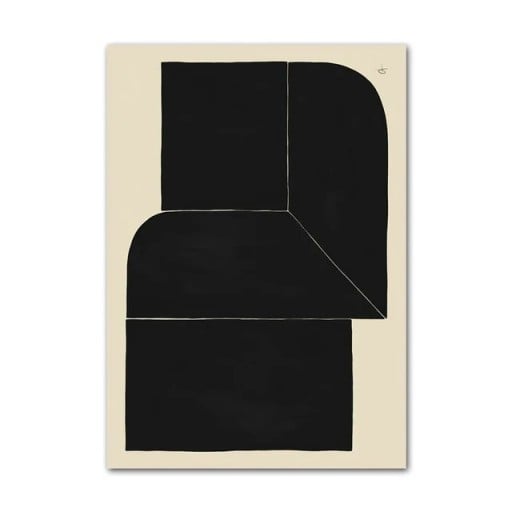 Moderne plakat abstrakte sorte former på beige baggrund 20 × 30 cm tryk på lærred sort-beige blød plakat uden ramme til indretning