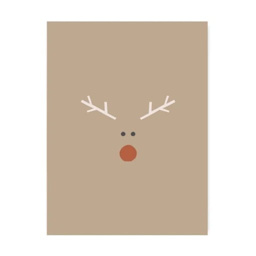 Moderne plakat til væg med rensdyrmotiv 21 x 30 cm tryk på lærred beige blødt plakat minimalistisk dekoration til indretning uden ramme