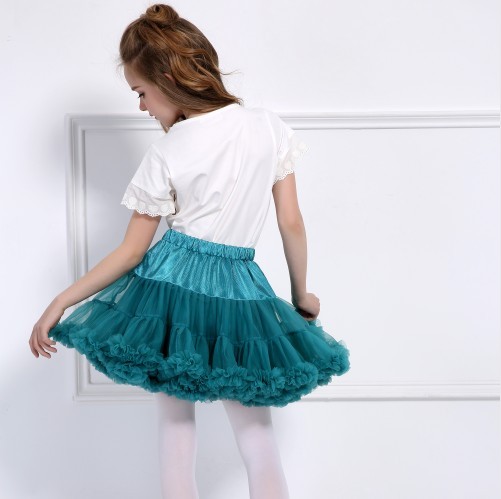 Moderní dívčí sukně s vysokým pasem - Azurová