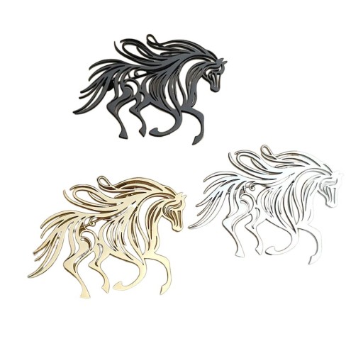 Modieuze broche rennende paard 38 x 43,5 mm Roestvrij staal Elegante dierenmotief Duurzame afwerking Stijlvolle accessoire voor kleding