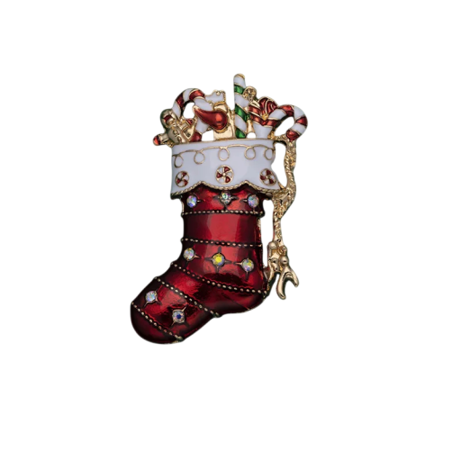 Modieuze kerstspeld 4,6 x 3,2 cm Sinterklaas sok Kerstmotief Feestelijke accessoire Zinklegering