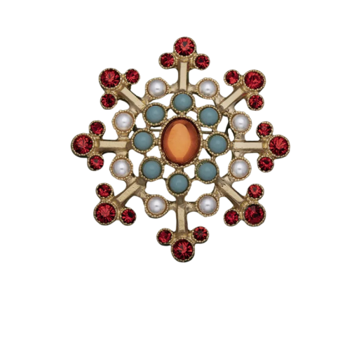 Modische Barockbrosche 5,5 x 5,5 cm Kristallperlen mit Steinen Zinklegierung Elegantes Accessoire für besondere Anlässe