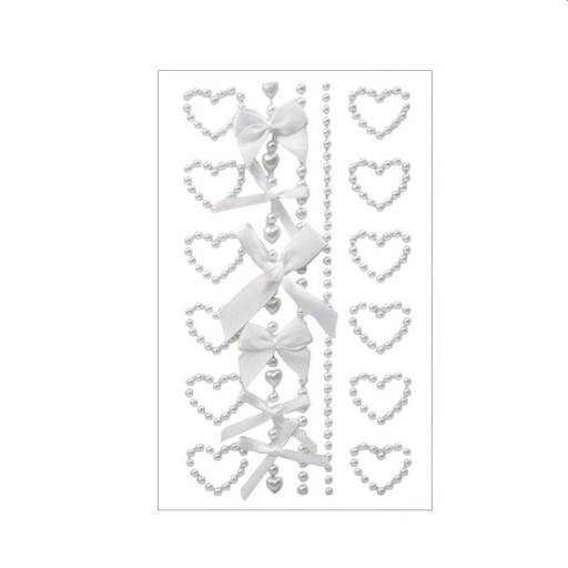 Modische Gesichtssticker mit Schleife und Strassbandbogen mit kleineren Herzen und Schleifen Stoffverzierungen und Acrylsteinen