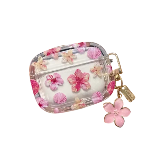 Modisches Etui für AirPods Pro 2 mit Blumenmuster Schlüsselanhänger, Schutz vor Kratzern, Stößen und Staub, einfacher Zugang zu den Anschlüssen