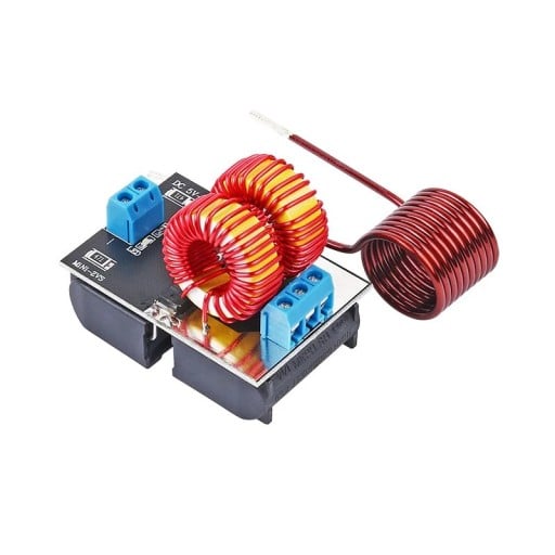 Módulo de calefacción por inducción 5 x 4 x 2 cm Mini ZVS 5–12 V Baja tensión 120 W Placa con bobina Calentamiento por inducción rápido Calefacción