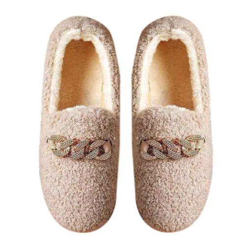 Mokasini in peluche da donna Pantofole invernali calde con suola antiscivolo Calzature domestiche eleganti a forma di mocassino Ciabatte morbide e confortevoli