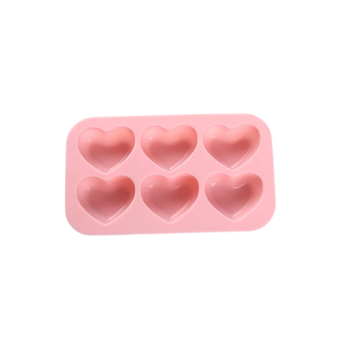 Molde de silicona para fundir jabón y velas Corazón 6 compartimentos 16,2 x 9,5 x 2 cm rosa o verde