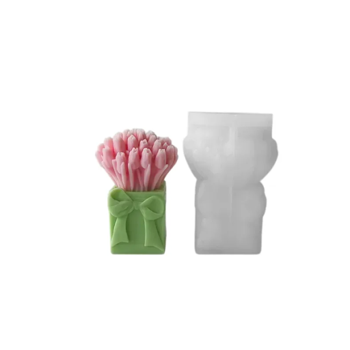 Molde de silicona para hacer jabón 11 x 7,5 cm Ramo de tulipanes en caja de regalo Fabricación manual de jabones y velas