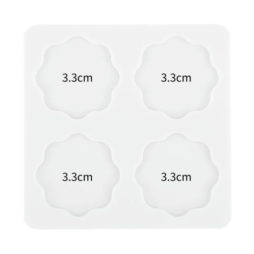 Molde de silicona para sellos 4 cavidades 3,3 cm Molde 8 x 8 cm Para verter sellos de cera en el molde de invitaciones
