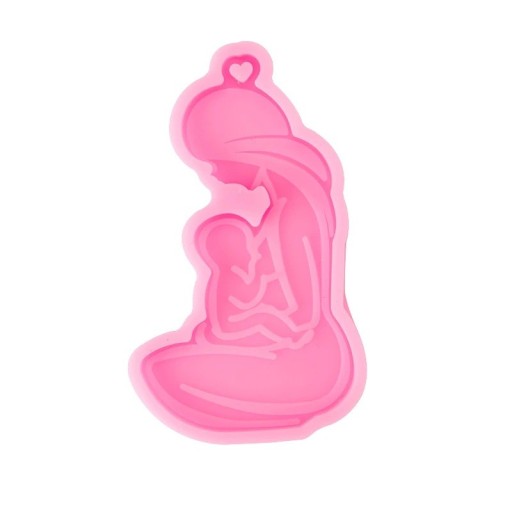 Molde de silicona rosa para resina 8,5 cm Mujer con niño Molde para hacer joyas Decoraciones Péndulos Manualidades