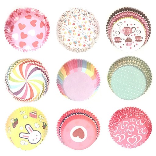 Moldes para muffins de colores, 100 unidades