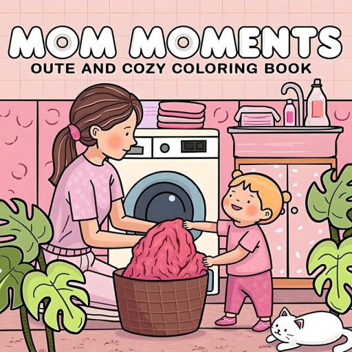 Mom Moments Colouring Book with Cute Family Scenes 20×20 cm Fairy Tale Colouring Book Featuring Motherhood for Children and Adults