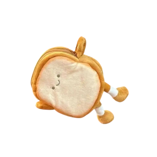 Monedero de peluche con forma de pan tostado (10 x 8 cm), bonito monedero y auricular, llavero colgante, juguete infantil, muñeco de poliéster, regalo.