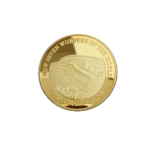 Moneta da collezione 4 cm dorata Sette meraviglie del mondo Grande Muraglia Cinese moneta commemorativa decorativa per collezionisti
