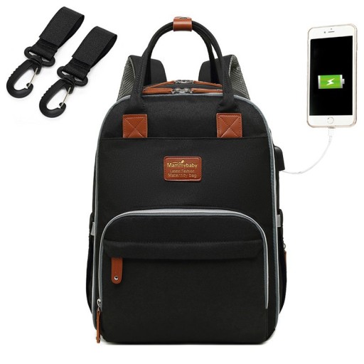 Monitoiminen lastenrattaiden reppu USB-portilla