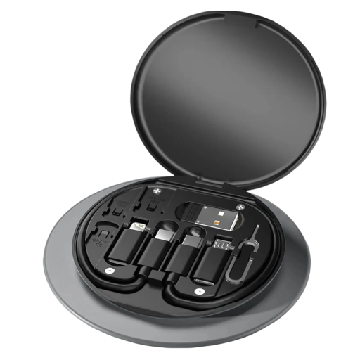 Monitoiminen USB-kaapelisetti sovittimilla 60 W PD pikalataus 3A Lightning Micro USB TYPE-C säilytyslaatikko laturi matkalaatikko