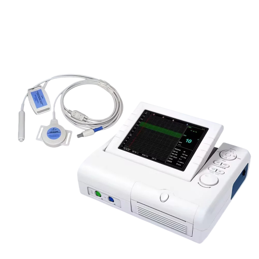 Monitor fetal CMS800G cu sondă 3 în 1 FHR TOCO și mișcări ale fătului, display LCD color de 8 inci, imprimantă termică, alb, pentru maternitate și cabinet